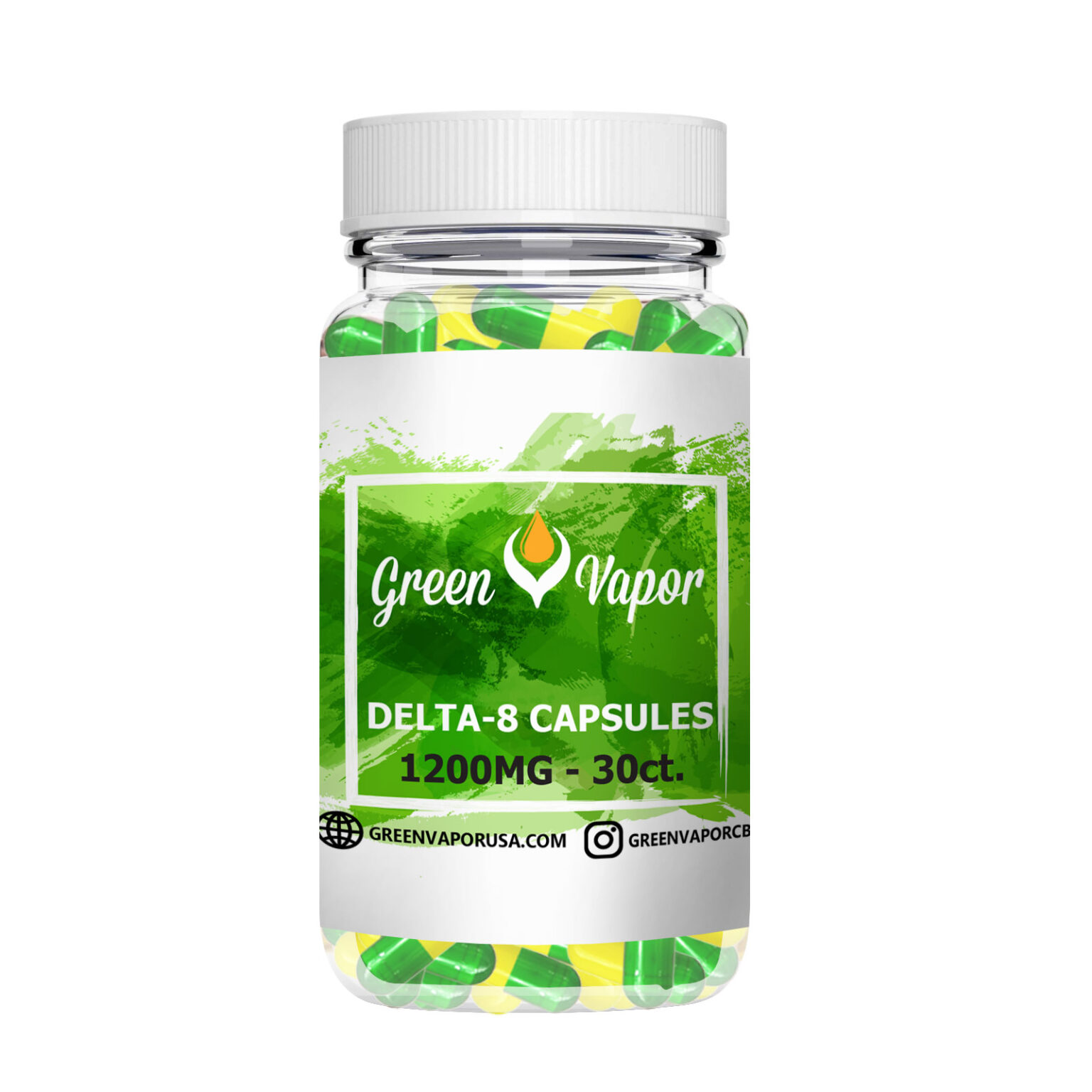 30 Capsules 1,200MG Delta8 FSO Green Vapor USA